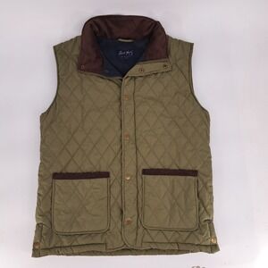 Jack Murphy Quilted Vest Mens Large Olive Green Corduroy Collar Puffer Gilet